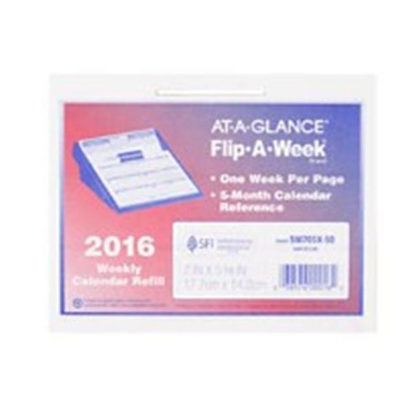 At A Glance Flip A Week Desk Calendar Refill Black Blue 2016 Ea