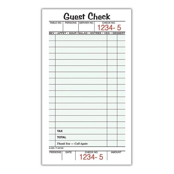 Guest Check Books 1-Part 50/Pad 10/Pack 10/Pk