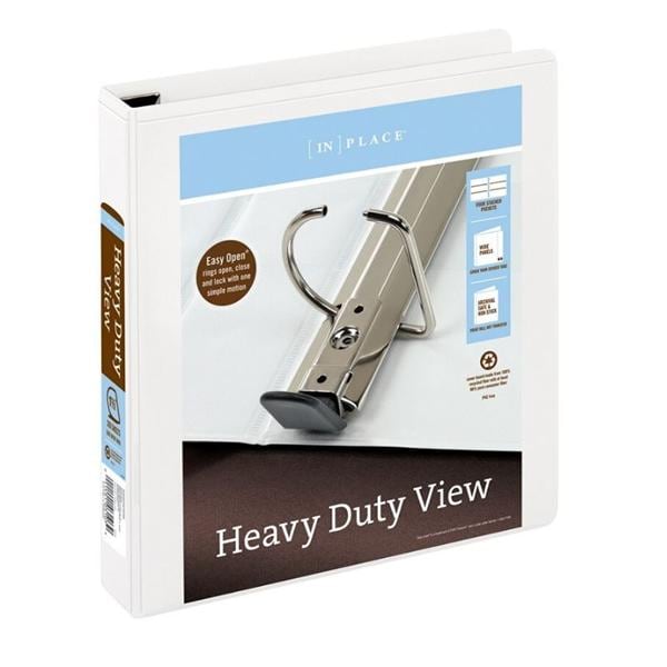 Heavy-Duty D-Ring View Binder 1 1/2 in Rings White Ea