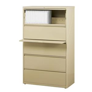 WorkPro 36"W 5-Drawer Steel Lateral File Cabinet Putty Ea