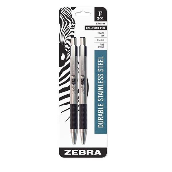 Pen BP Zebra F-301 Fine Black 2/Pk