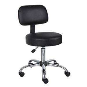 Boss Medical Stool With Back 27 in x 17 in x 25 in Black/Chrome Ea