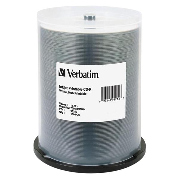 Verbatim CD-R 700MG 52X White Printable 100/Pk 100/Pk