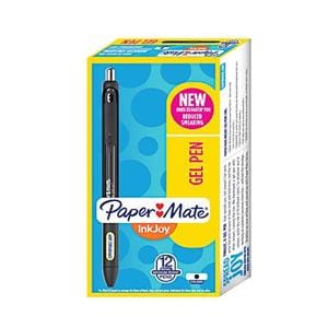 Paper Mate Inkjoy Gel Pen Med Pt Blk Barrel Blk Ink pk/12 12/Pk