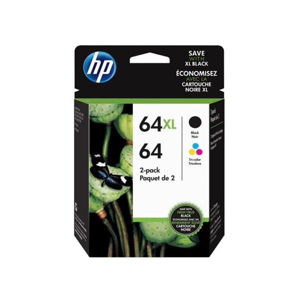 HP Ink Cartridges 64/64XL Black/Tricolor 2 Pack 2/Pk