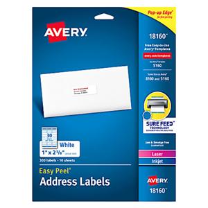 Avery Easy Peel Permanent Inkjet/Laser Address Label 300/Pk