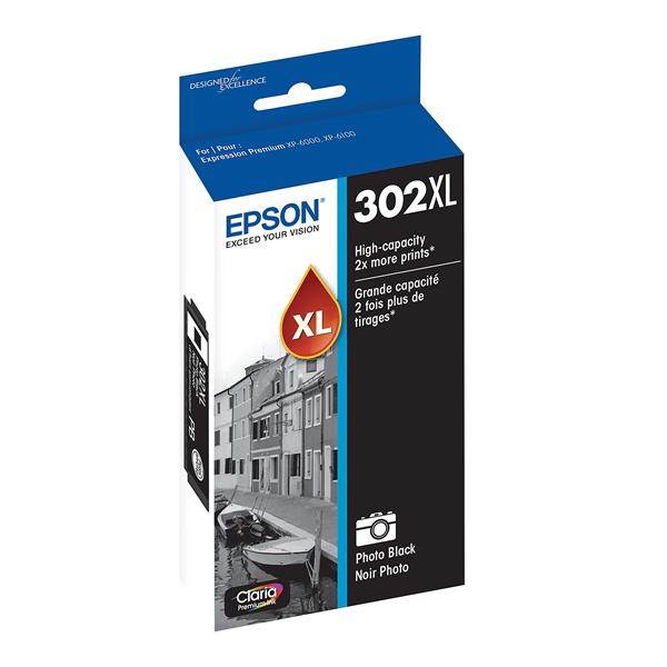 Epson 302XL Claria Premium High-Yield Photo Black Ink Cartridge, T302XL120-S Ea