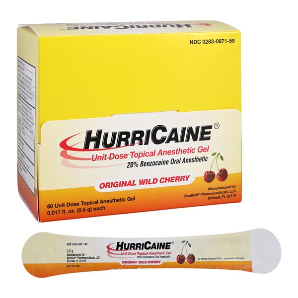 HurriCaine Topical Gel Unit-Dose Swabs Cherry Unit Dose 60/Bx