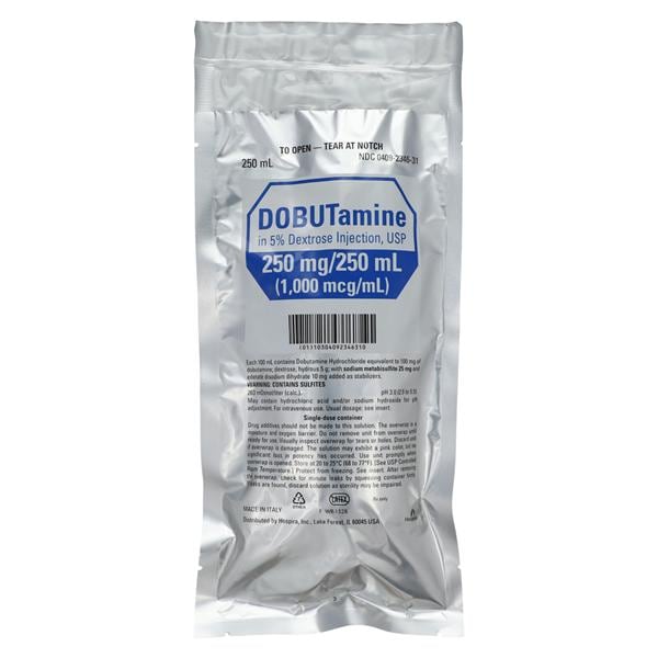 Dobutamine in 5% Dextrose Injection 250mg/Bag 1mg/mL Bag 250mL 12/Pk