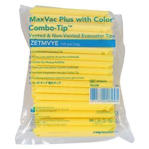 MaxVac Plus HVE Tips Vented / Nonvented Yellow 100/Bg