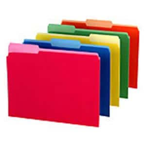 Interior File Folders 1/3 Cut Letter Size Assorted #1 100/Pack 100/Bx