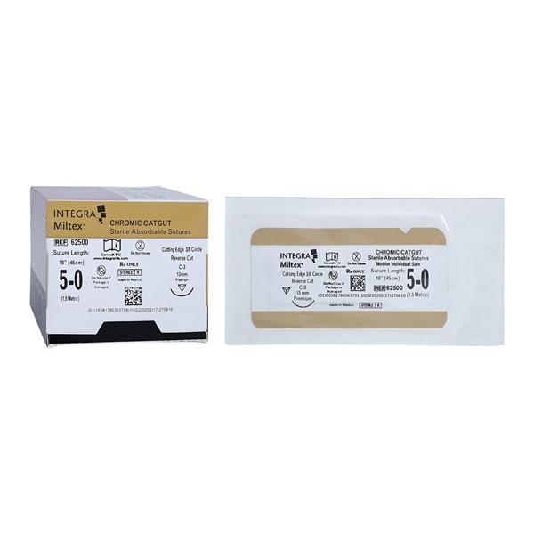 Suture 5-0 18" Chromic Gut Monofilament C-3 Beige 12/Bx