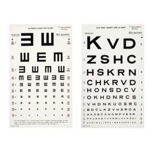 Snellen Chart Vision Testing 20' Testing Distance Ea