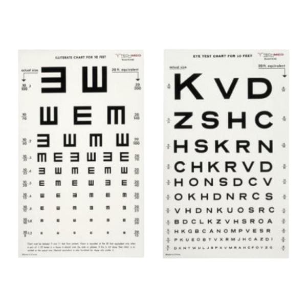 Snellen Chart Vision Testing 20' Testing Distance Ea