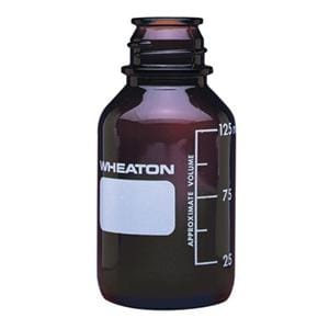 Wheaton Media Bottle Borosilicate Glass Amber 125mL 48/Pk