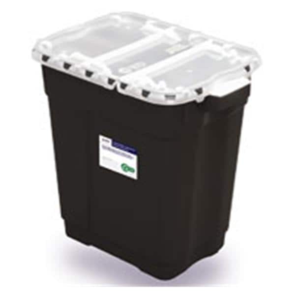 RCRA Hazardous Waste Container 17gal Black 23.5x20x14.75" Hinge Lid Plastic 5/Ca