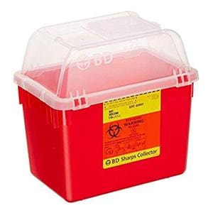 Sharps Container 2gal Red/Clear 6-8/10x11-3/10x10-3/10" Hng Ld/Ptls Plstc 8Qt
