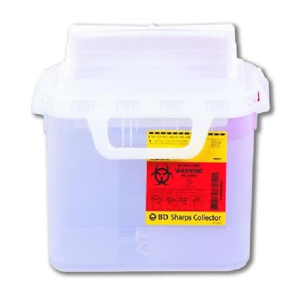 Sharps Container 5.4qt Pearl 4-1/2x11-6/10x11-7/10" Side Entry Plastic Ea