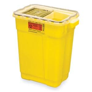 Sharps Container 9gal Clear/Yellow 11-3/4x17-3/4x18-1/2" Ld Plstc 8/Ca