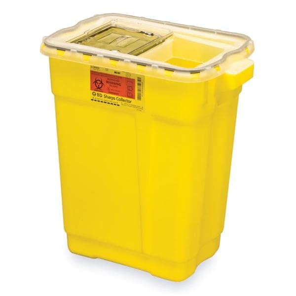 Sharps Container 9gal Clear/Yellow 11-3/4x17-3/4x18-1/2" Ld Plstc 8/Ca