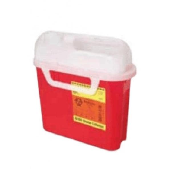 Sharps Container 5.4qt Red 4-8/10x12x12" Hrzntl Counterbalanced Dr Ld Plstc Ea, 12 EA/CA