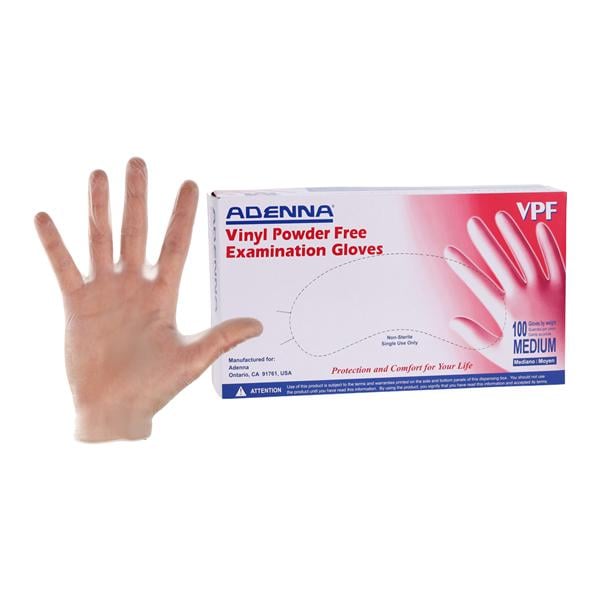 Vinyl Exam Gloves Medium Clear Non-Sterile, 10 BX/CA