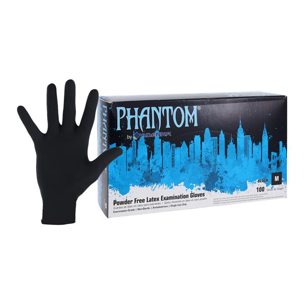 Phantom Latex Exam Gloves Medium Black Non-Sterile
