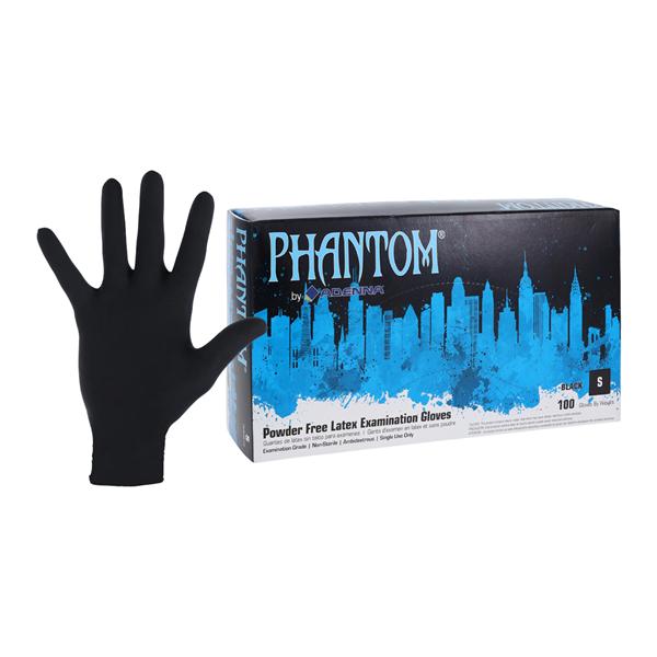 Phantom Latex Exam Gloves Small Black Non-Sterile