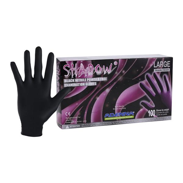 Shadow Nitrile Exam Gloves Large Black Non-Sterile, 10 BX/CA