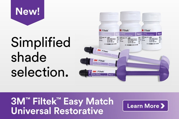 Simplified shade selection. 3M™ Filtek™ Easy Match Universal Restorative. Learn More