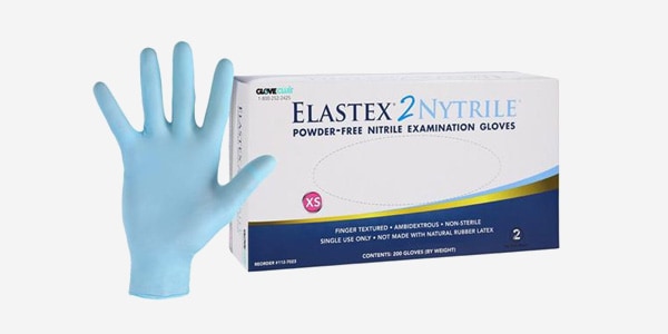 Elastex 2 Nitrile Exam Gloves X-Small Powder Blue Non-Sterile, 10 BX/CA