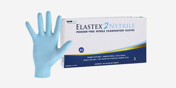 Elastex 2 Nitrile Exam Gloves X-Large Powder Blue Non-Sterile, 10 BX/CA