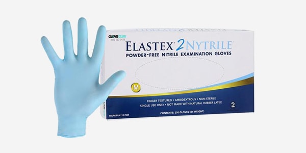 Elastex 2 Nitrile Exam Gloves Medium Powder Blue Non-Sterile, 10 BX/CA