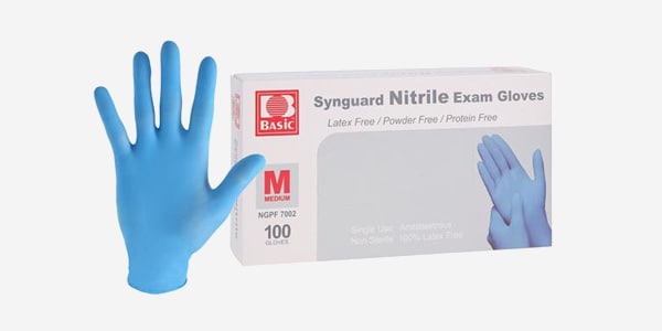 Synguard Nitrile Exam Gloves Medium Blue Non-Sterile, 10 BX/CA