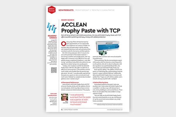 ACCLEAN® Prophy Paste with TCP Product Focus in Dental Product Shopper