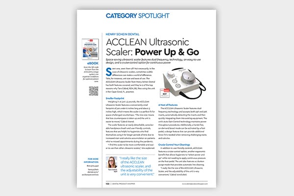 ACCLEAN® Ultrasonic Scaler Spotlight in Dental Product Shopper 