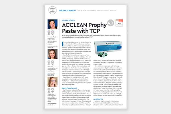 ACCLEAN® Prophy Paste with TCP Product Evaluation in Dental Product Shopper