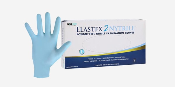Elastex 2 Nitrile Exam Gloves Large Powder Blue Non-Sterile, 10 BX/CA