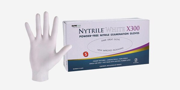Nytrile White X300 Nitrile Exam Gloves Small White Non-Sterile, 10 BX/CA