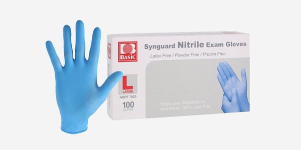 Synguard Nitrile Exam Gloves Large Blue Non-Sterile, 10 BX/CA